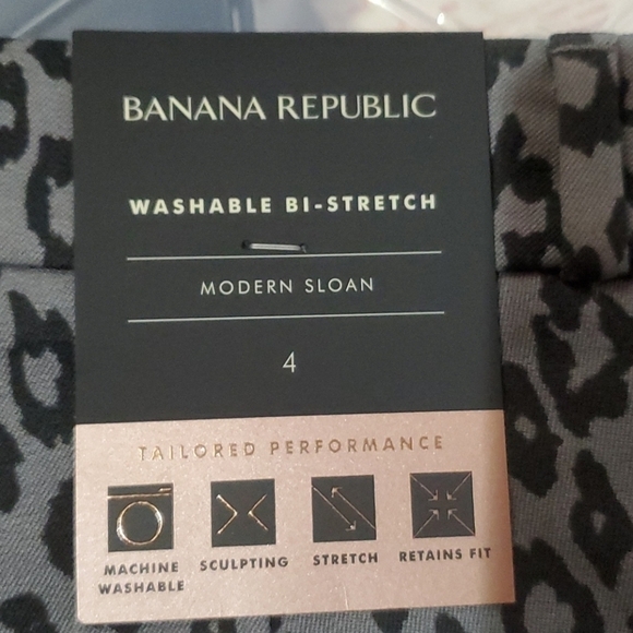 Banana Republic Black Gray Leopard Print Modern Sloan Skinny Ankle Pants Size 4 - Picture 7 of 8